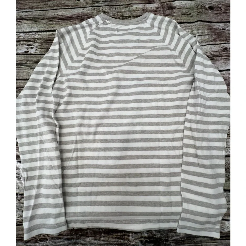 Banana Republic Mens Gray Striped Long-Sleeved Shirt Loose Fit Size Medium EUC